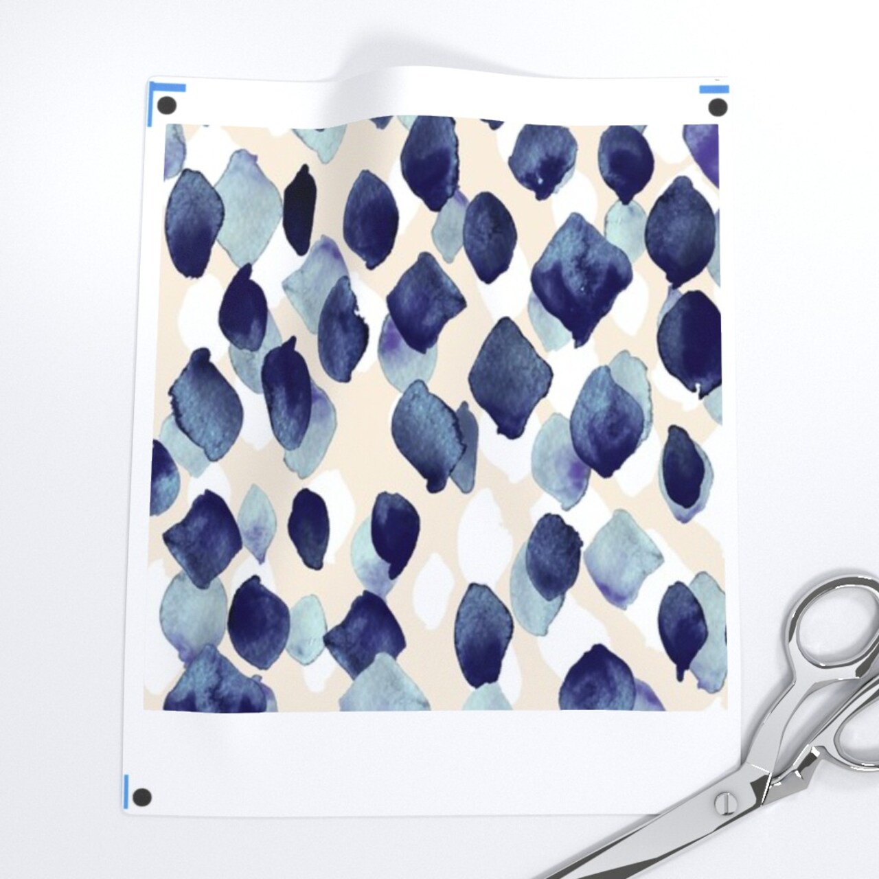 Watercolor Drops Abstract Nature Diamond Indigo Blue Custom Removable Wallpaper by Spoonflower Peel & Stick Wallpaper 2FT Wide